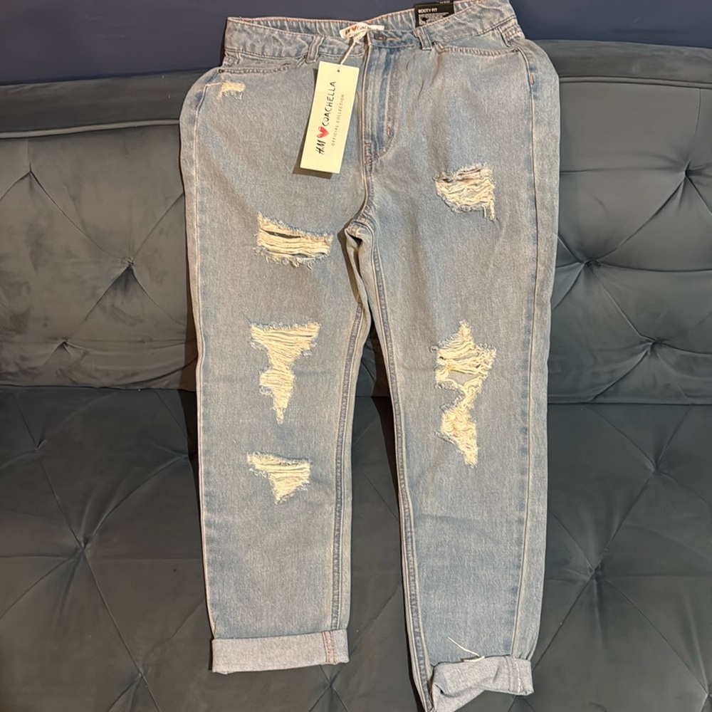 H&M Coachella distressed denim